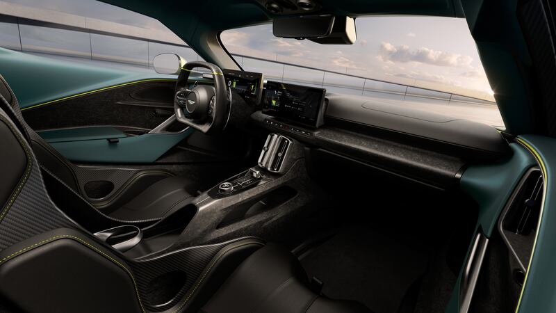 Its interior features lots of carbon fibre. (Aston Martin)