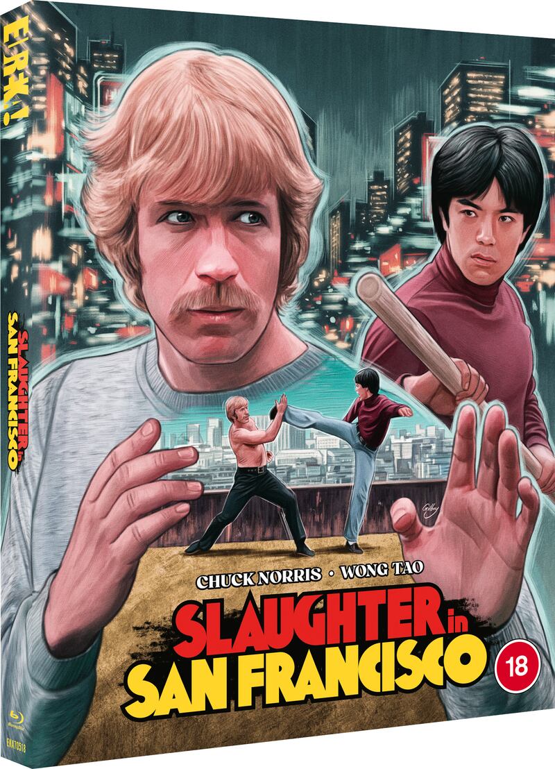 A picture of the Blu-ray box art for Slaughter in San Francisco