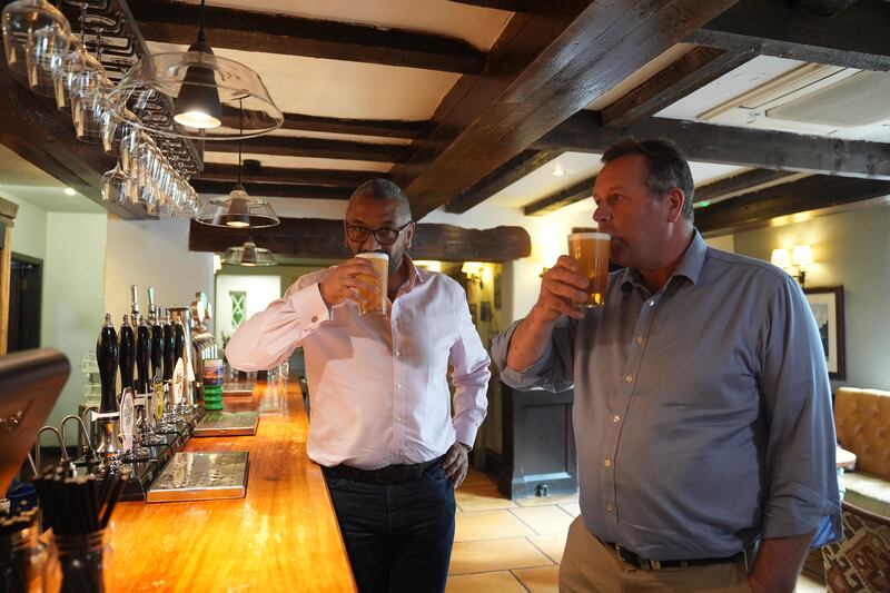 Home Secretary James Cleverly and Mark Spencer, MP for Sherwood, on the General Election campaign trail