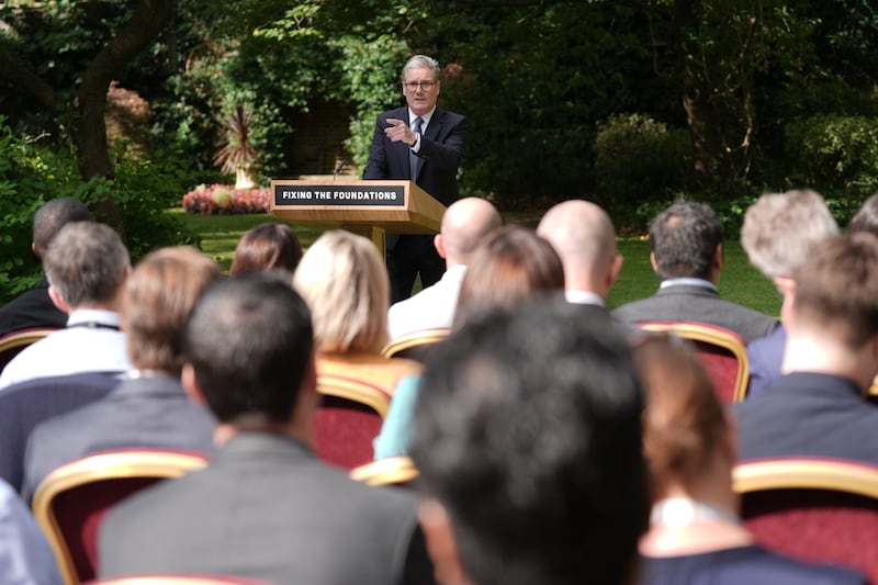 Sir Keir Starmer earlier delivered a speech on “fixing the foundations” in the Downing Street garden