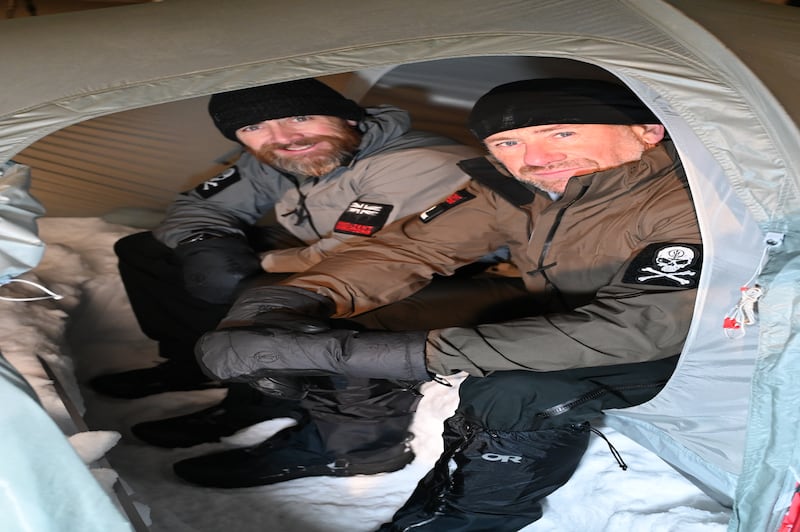 Aldo Kane (left) and Jason Fox (right) during their training week in northern Sweden