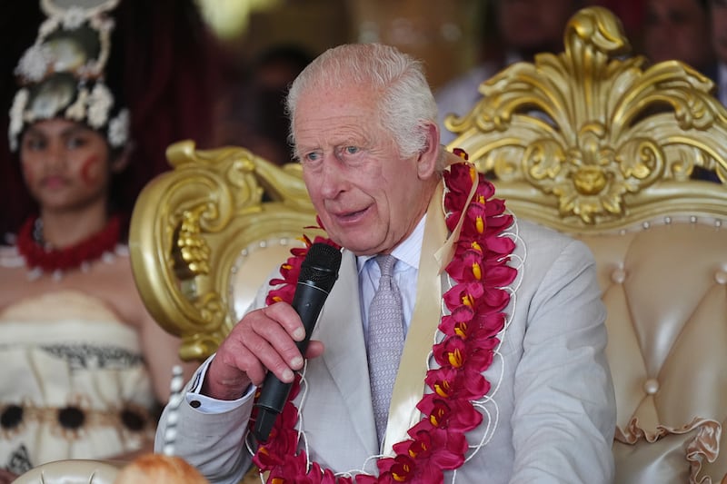 The King speaking during a farewell ceremony