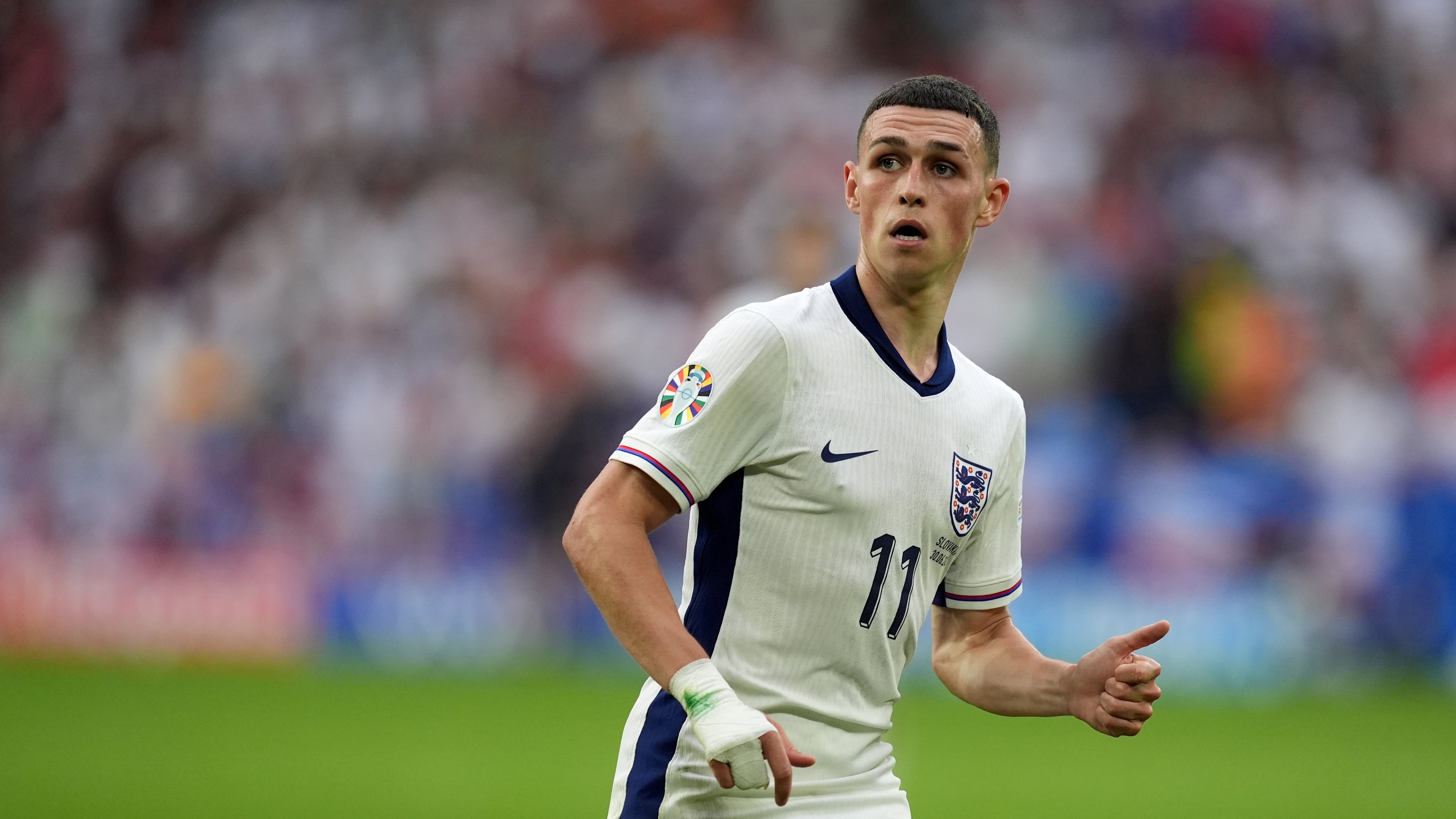 England’s Phil Foden during the UEFA Euro 2024 game against Slovakia.