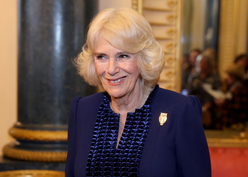 Queen Camilla during a reception at Buckingham Palace in London