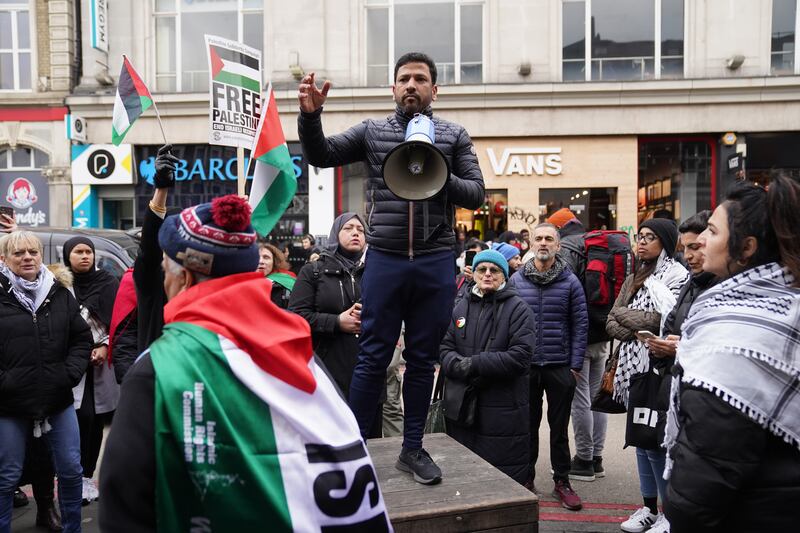 Protesters lead chants in Camden on Saturday