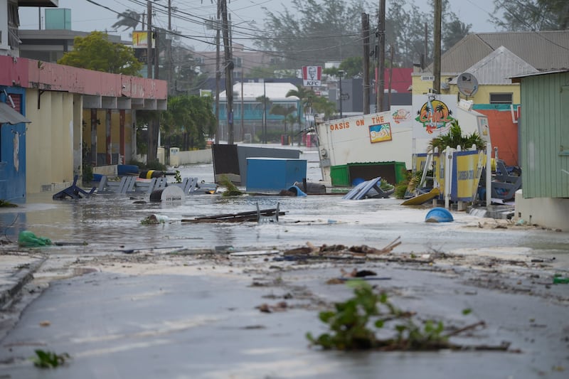 Hurricane Beryl floods a street in Hastings, Barbados, on Monday (Ricardo Mazalan/AP)