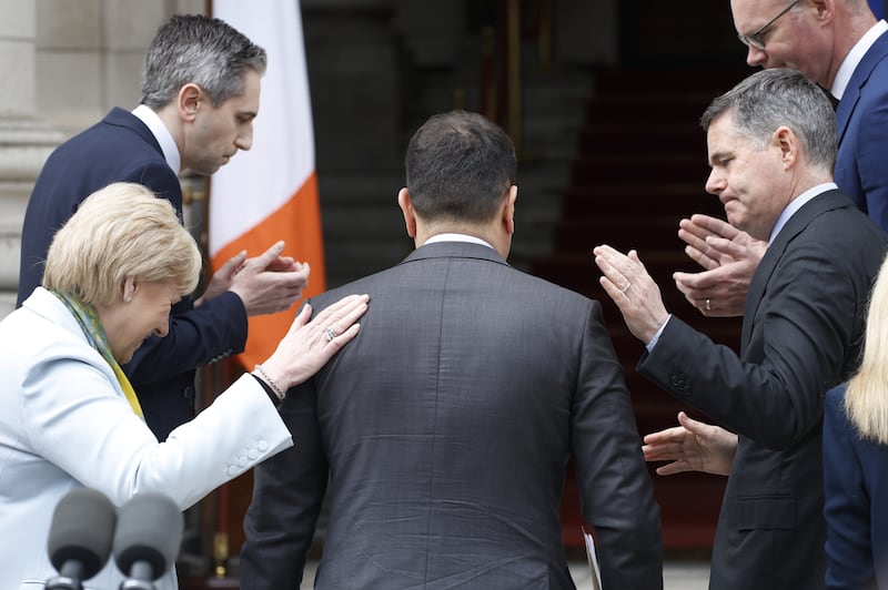 Taoiseach Leo Varadkar leaves after speaking to the media at Government Buildings in Dublin