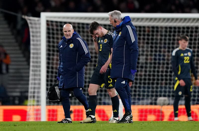 Andrew Robertson walked off injured in Scotland’s defeat