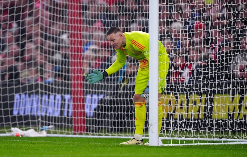 Forest goalkeeper Matz Sels produced a number of fine stops .