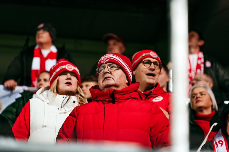 Larne fans nervous during this evenings game in Norway