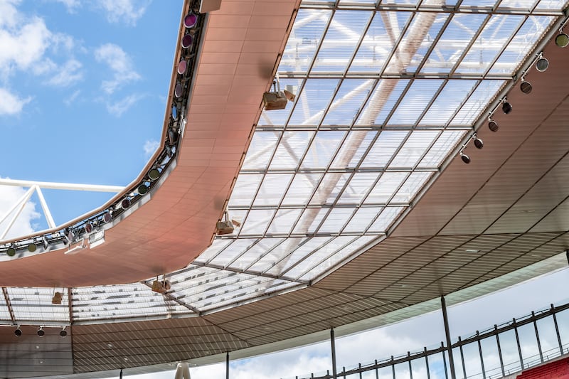 The new roofing at Arsenal’s Emirates Stadium, supplied by Brett Martin.