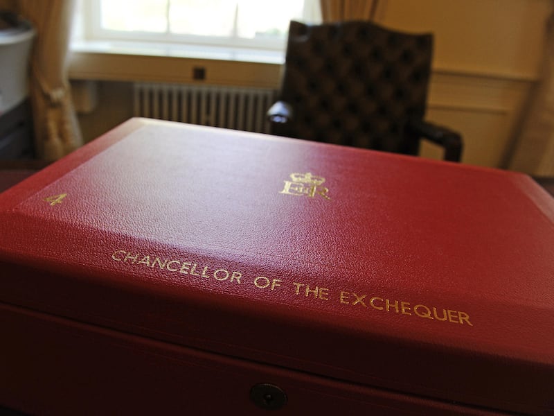 A red briefcase at 11 Downing Street