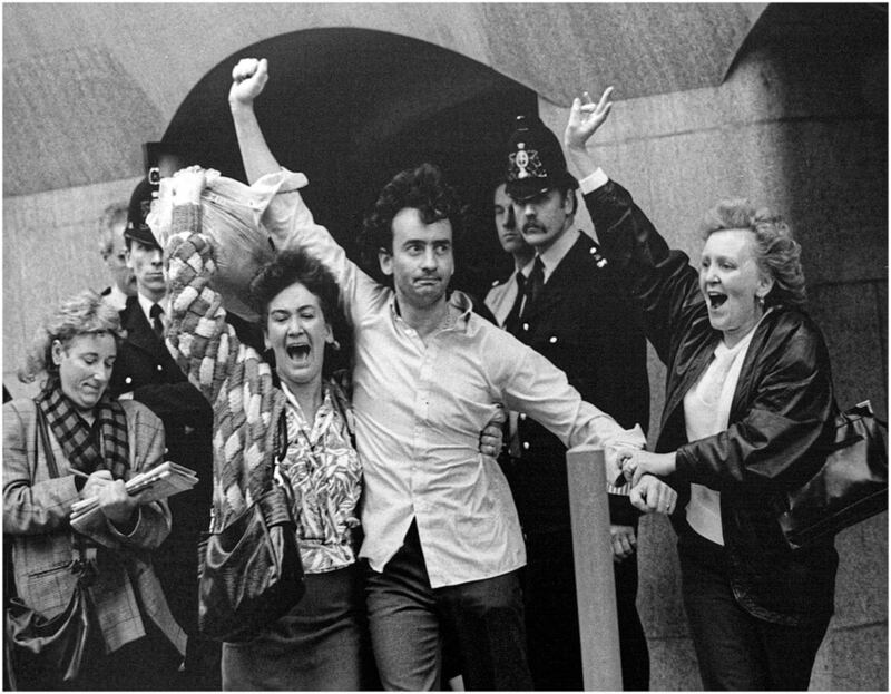 Gerry Conlon leaving London's Old Bailey a free man in 1989. Picture by Hugh Russell.