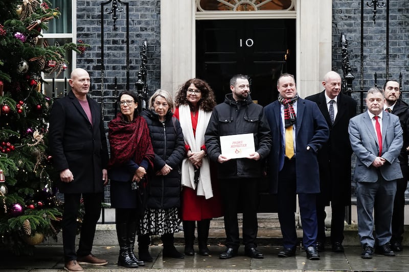 Campaigners handed in a letter calling for the government to speed up compensation for victims of the infected blood scandal in December last year