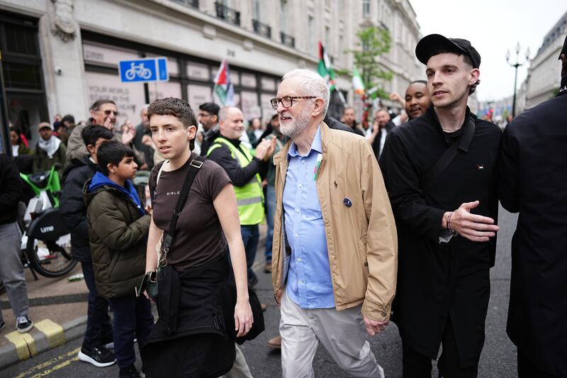 Former Labour Party leader Jeremy Corbyn takes part in the demonstration