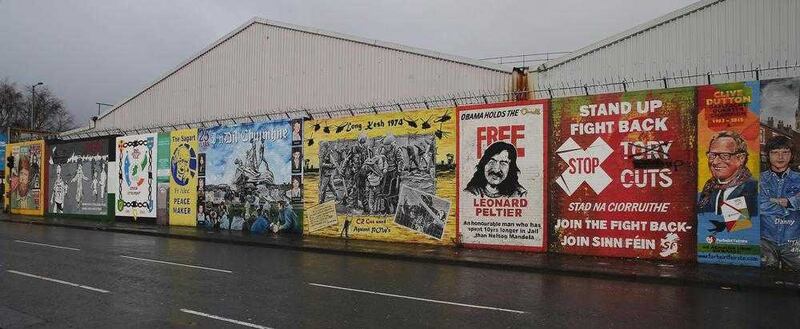 Murals on the International Peace Wall in west Belfast 
