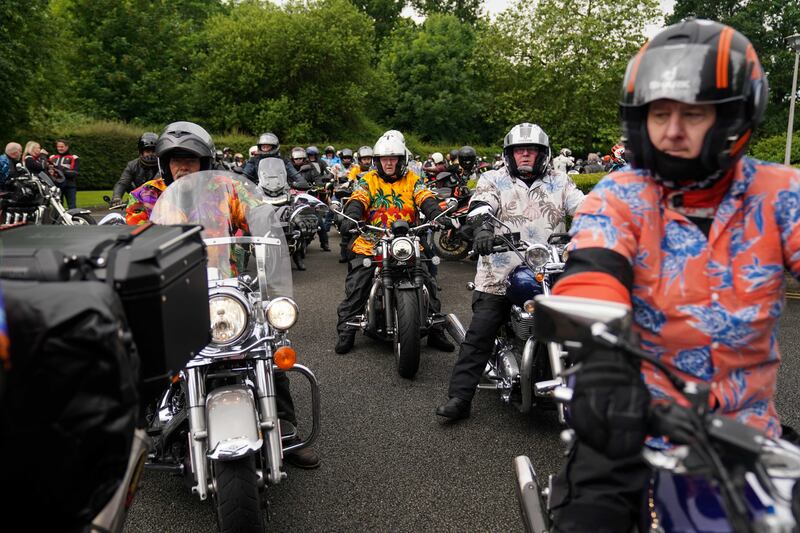 Motorcyclists as they ride from London to Barrow ahead of Dave Day to celebrate the life of Hairy Biker Dave Myers in his home town.