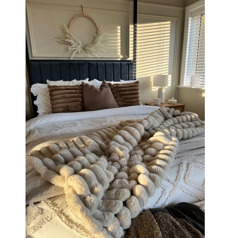 Serenity Ribbed Faux Fur Blanket, £54.99, Rucomfy