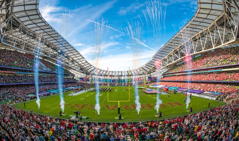 Nebraska played Northwestern in the Aer Lingus College Football Classic at the Aviva Stadium in 2022