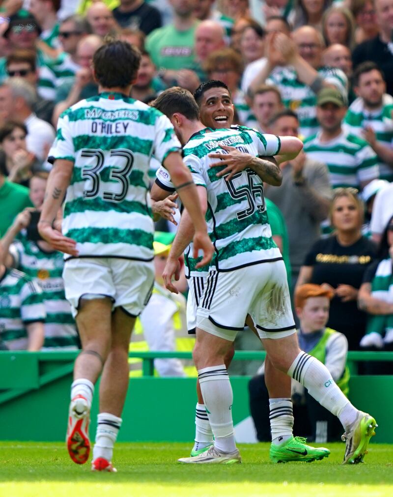 Celtic’s Luis Palma (right) celebrates his late winner