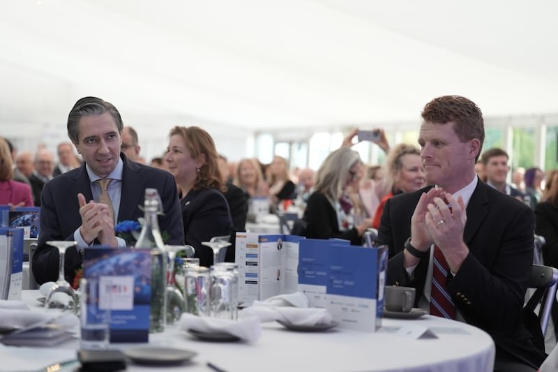 Taoiseach Simon Harris and Joseph Kennedy III, US Special Envoy to Northern Ireland for Economic Affairs during the US-Ireland Economic Summit at the US Ambassador’s Residence in Dublin