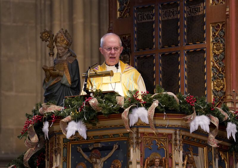 The Archbishop of Canterbury Justin Welby during the Christmas Day service at Canterbury Cathedral in 2023