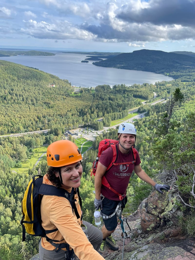 Sarah on the Via Ferrata at Skule Mountain