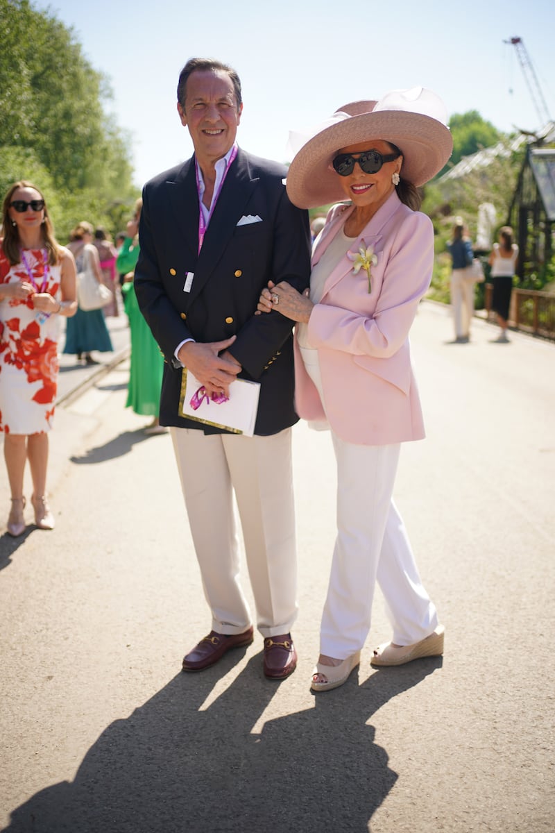 Dame Joan Collins and husband Percy Gibson during the RHS Chelsea Flower Show