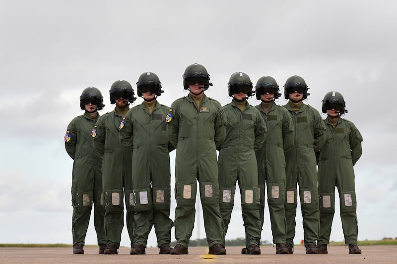 Ukrainian pilots, who completed their Fast Jet Lead-In flying training on Operation Interstorm, after graduating at a ceremony in eastern England in October