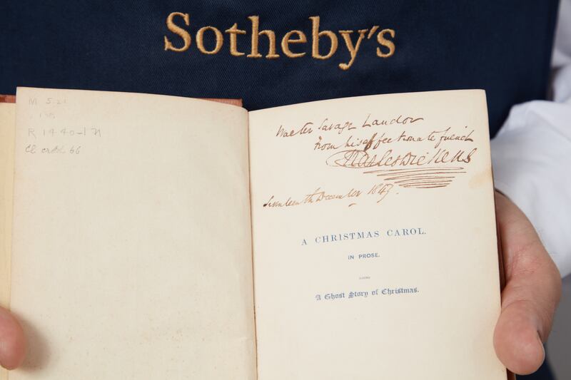 Charles Dickens A Christmas Carol inscription (Sotheby’s)