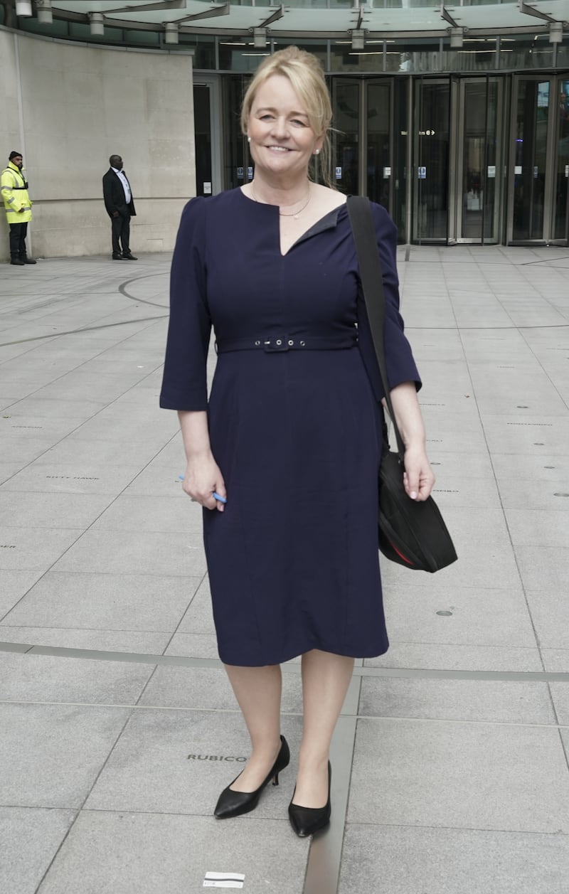 Unite General Secretary Sharon Graham leaving BBC Broadcasting House in London, after appearing on the BBC One current affairs programme, Sunday With Laura Kuenssberg