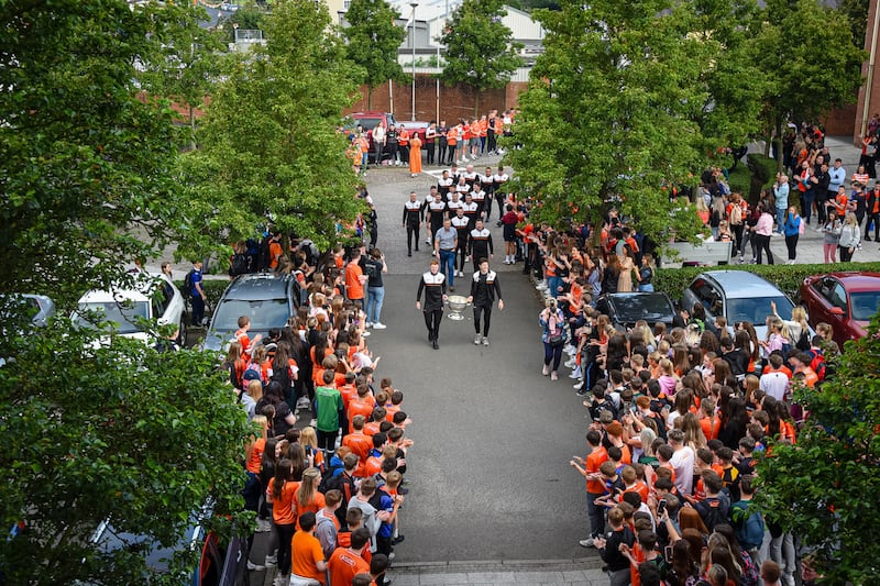 Former St Paul's High, Bessbrook, players arriving at the school, among the last images taken by Gary Crossan