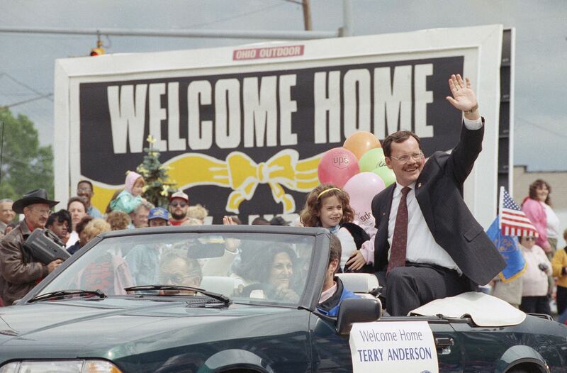 Mr Anderson was given a hero’s welcome on his return to the States (AP))