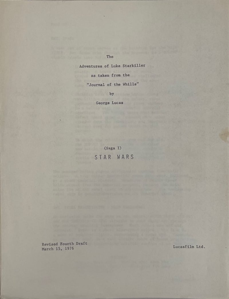 On page 56, Ford is introduced as the cynical hero Han Solo in the George Lucas script.