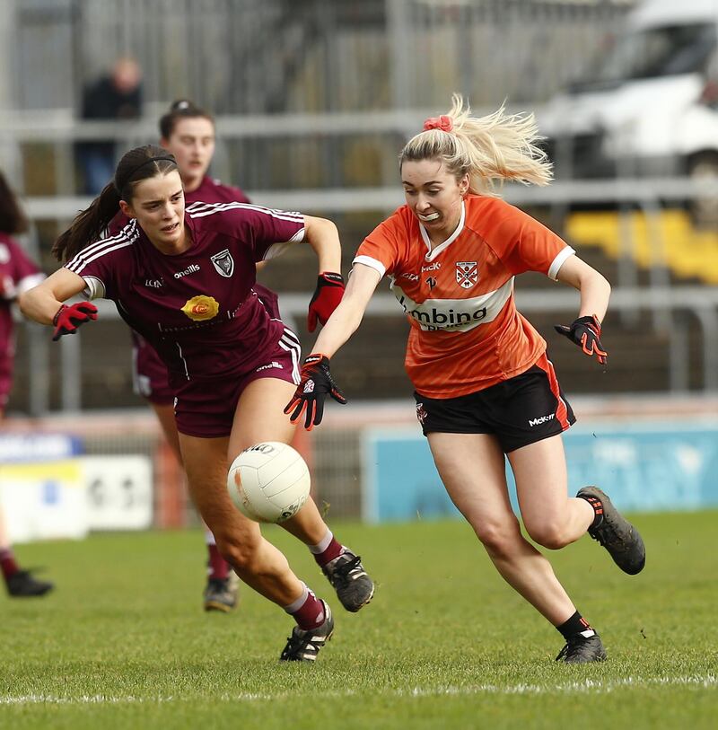 Meabh McCambridge (right) is part of a very effective Clann Eireann forward line