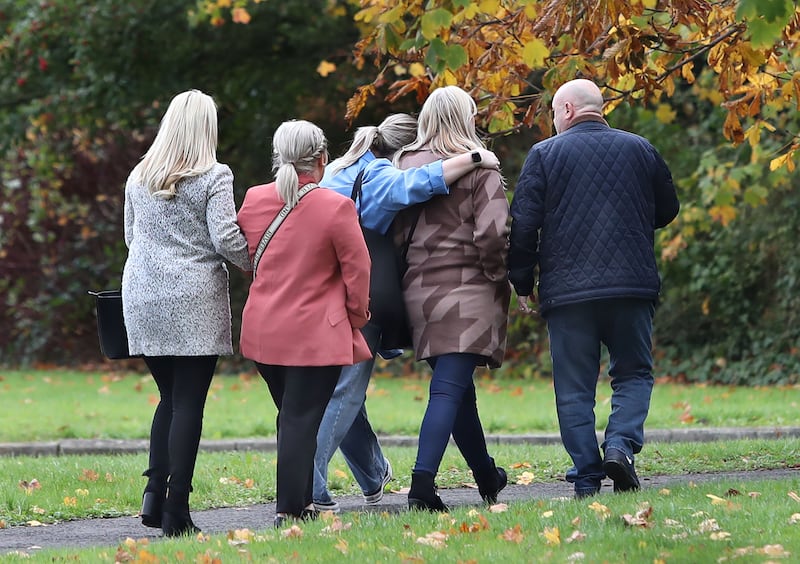 WEDNESDAY /  COLERAINE COURT JAMES CROSSLEY MURDER TRIAL 23rd OCTOBER 2024 / 
The family of Julie Ann McIlwaine leaving Coleraine Courthouse on Wednesday after she was found guilty of the murder of her partner James Crossley. Picture Margaret McLaughlin  23-10-2024 / CHECK STORY