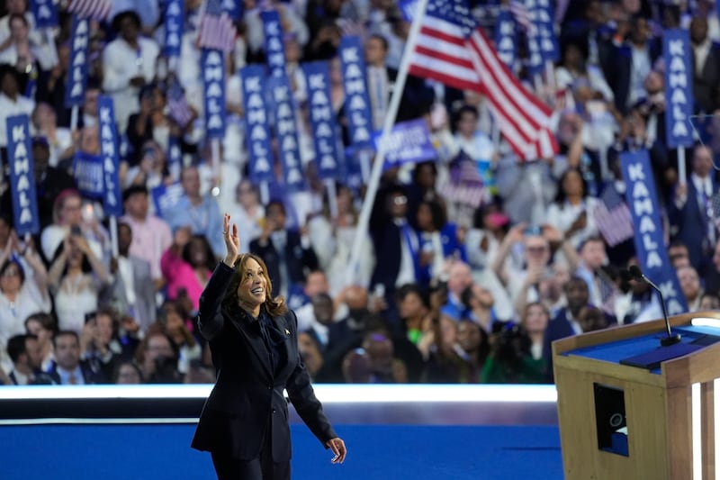 Vice President Kamala Harris during the Democratic National Convention in Chicago (Matt Rourke/AP)