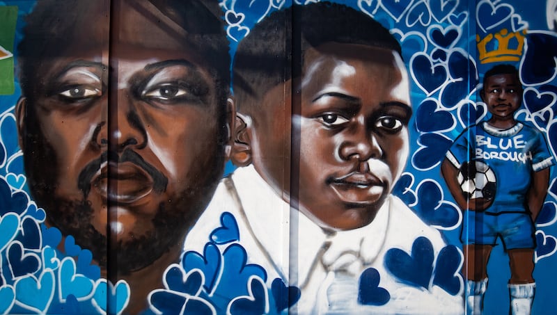 A mural commemorating Kevin Clarke, who died after he was restrained by Metropolitan Police officers on 9 March 2018, in Lewisham, South London