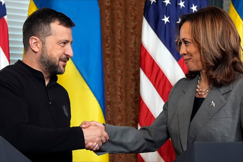 US Vice President Kamala Harris meets with Ukraine’s President Volodymyr Zelensky (Jacquelyn Martin/AP)