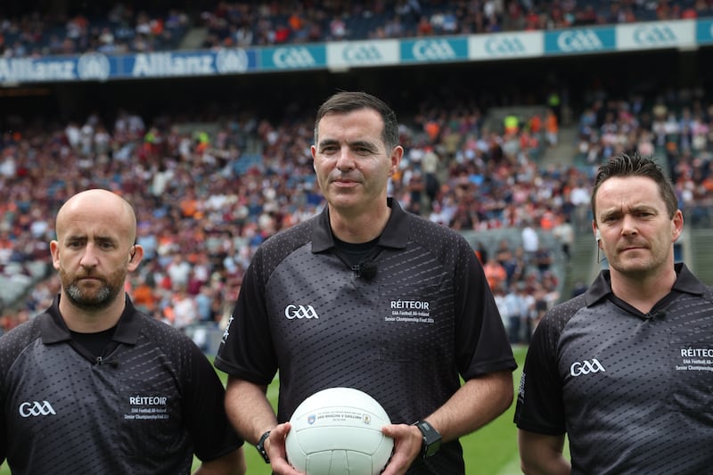 Tyrone  referee Sean Hurson  at the All Ireland Final at Croke Park.
PICTURE COLM LENAGHAN