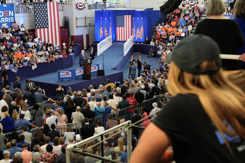 President Joe Biden speaks in Detroit (Jacquelyn Martin/AP)