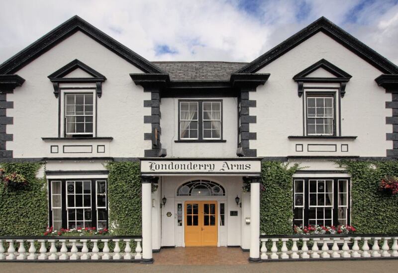 The celebrated Londonderry Arms Hotel in Carnlough is a landmark on the Antrim coast road 