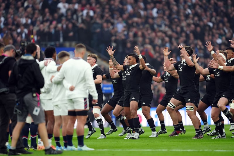 England stood on the halfway line as New Zealand performed the Haka ahead of the match