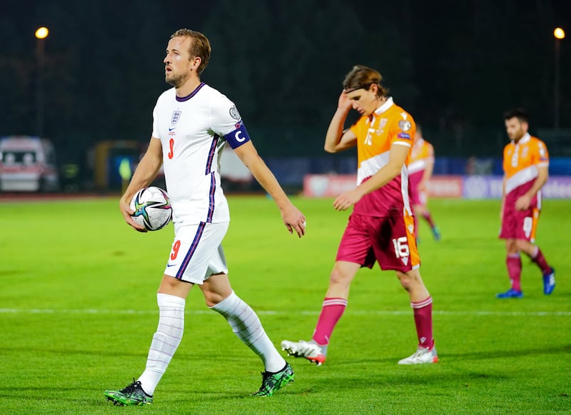 Harry Kane added to his collection of international match balls against San Marino in November 2021