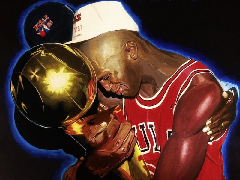 Ruairi Mooney was inspired to paint Michael Jordan after watching The Last Dance mini-series 