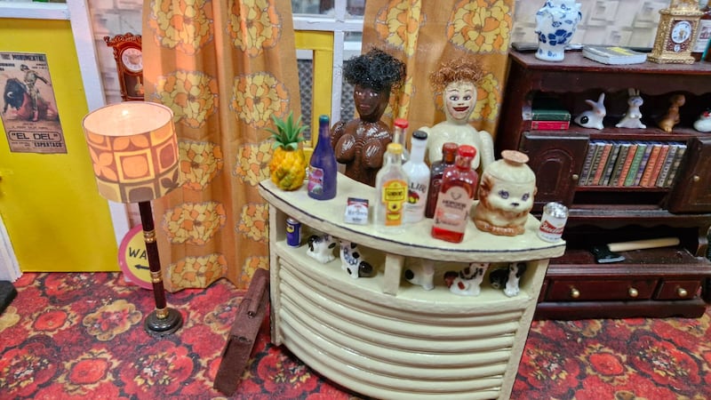 The drinks bar and blow-up dolls in Mr Jones’ replica