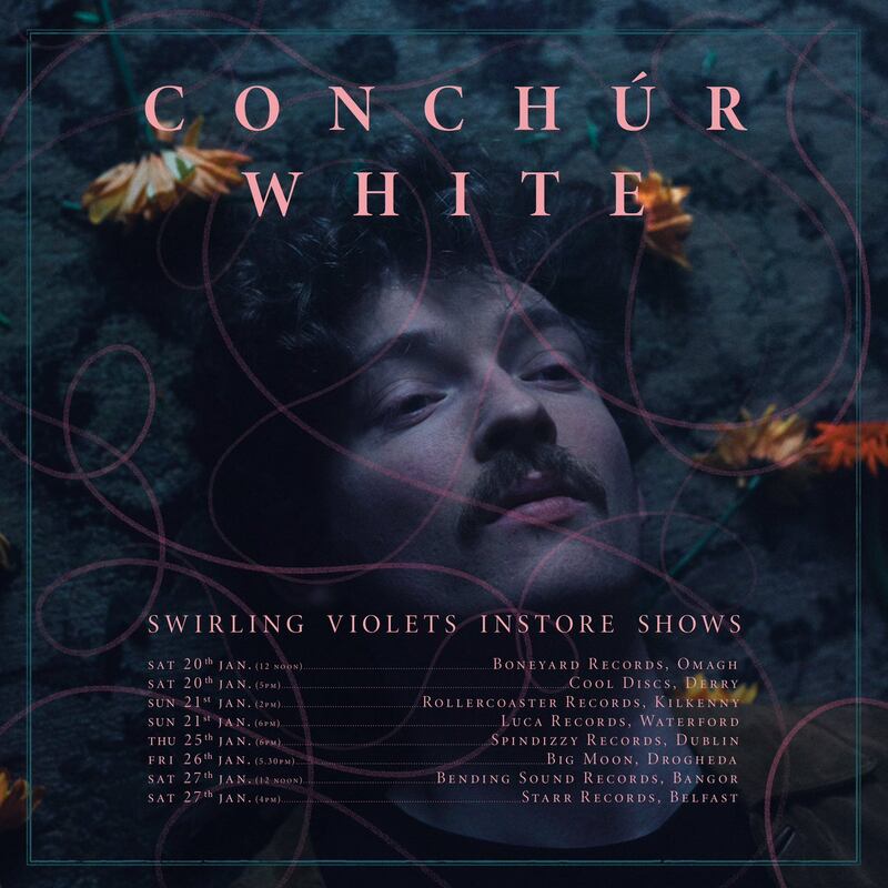 The poster for Conchúr White's instore show tour