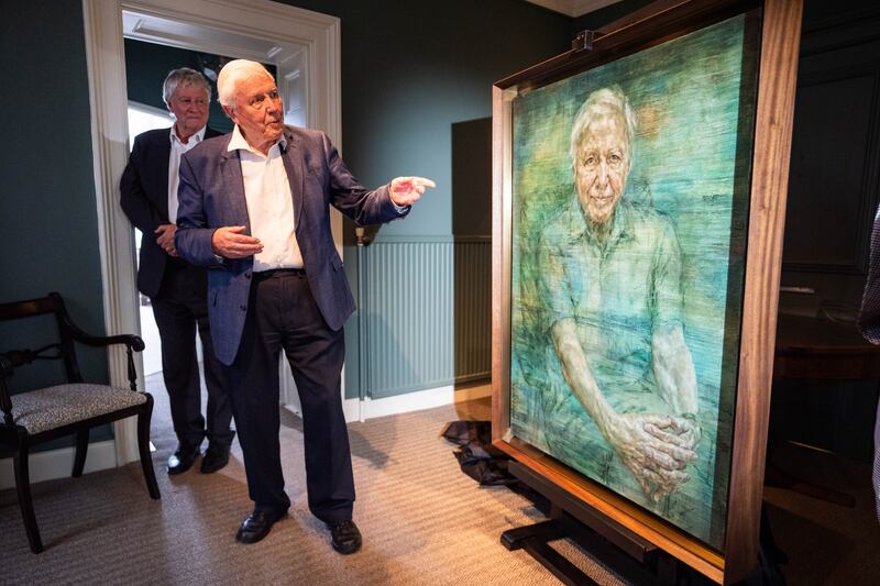 Sir David Attenborough during the unveiling of a portrait of the broadcaster and conservationist painted by Jonathan Yeo