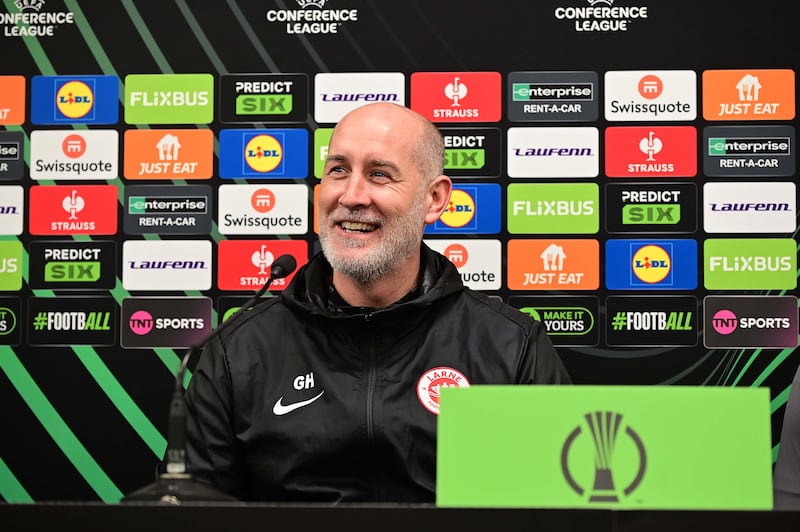 Pacemaker Press 18-12-2024:  
 Larne football club Gary Haveron Larne's new head coach held a press conference at Windsor Parkin Belfast ahead of their final European game later this week.
Picture By: Arthur Allison/Pacemaker Press