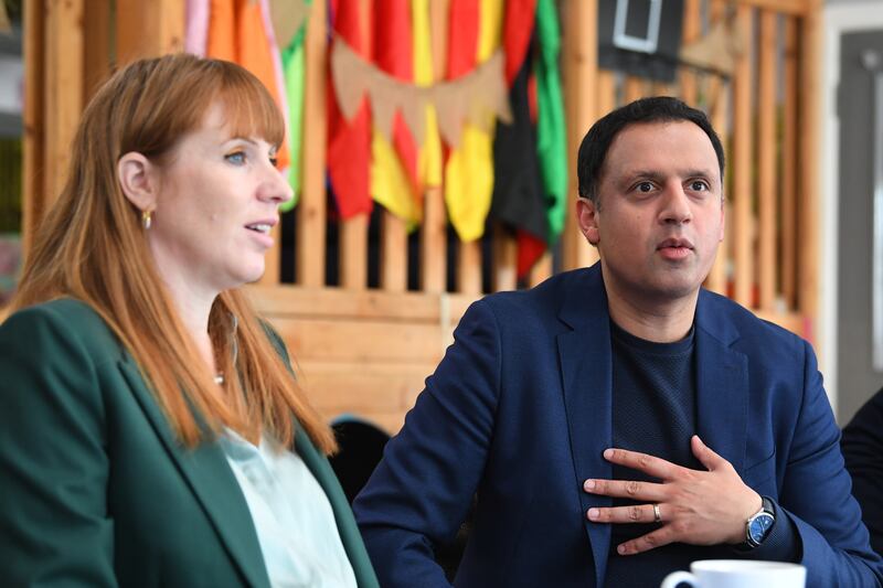 Deputy Labour leader Angela Rayner and Scottish Labour leader Anas Sarwar at the Broxburn Family and Community development centre in Livingston